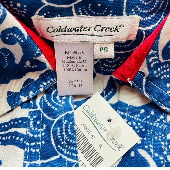 NEW Coldwater Creek Blue and White China Pattern Zip Up Jacket Size Small Petite - Picture 4 of 8